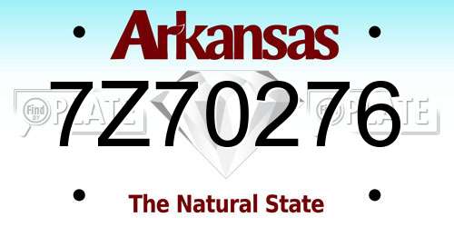 7Z70276 Arkansas License Plate