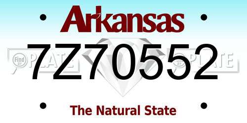 7Z70552 Arkansas License Plate
