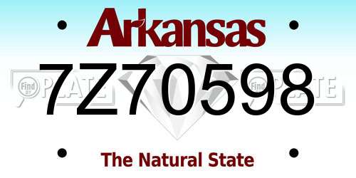 7Z70598 Arkansas License Plate