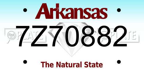 7Z70882 Arkansas License Plate