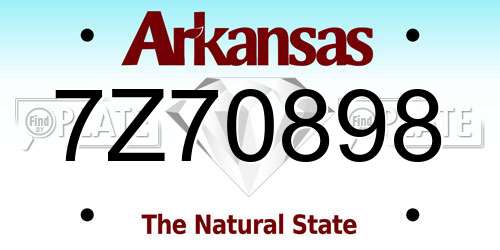 7Z70898 Arkansas License Plate