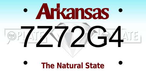 7Z72G4 Arkansas License Plate