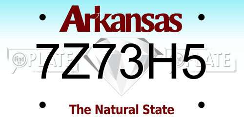 7Z73H5 Arkansas License Plate