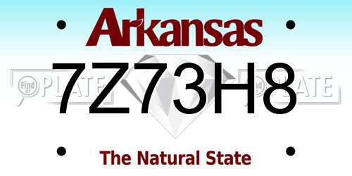 7Z73H8 Arkansas License Plate