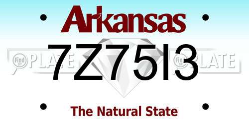 7Z75I3 Arkansas License Plate