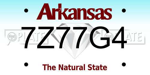 7Z77G4 Arkansas License Plate