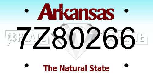 7Z80266 Arkansas License Plate