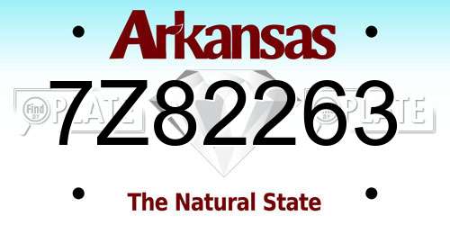 7Z82263 Arkansas License Plate
