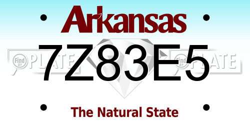 7Z83E5 Arkansas License Plate