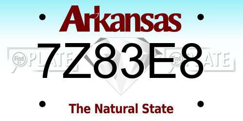 7Z83E8 Arkansas License Plate