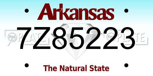 7Z85223 Arkansas License Plate