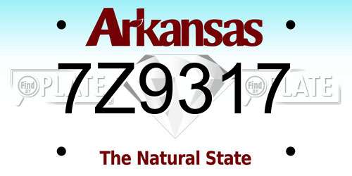 7Z9317 Arkansas License Plate