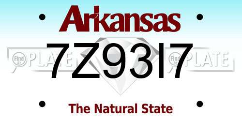 7Z93I7 Arkansas License Plate