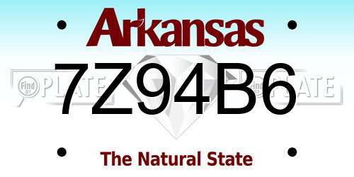 7Z94B6 Arkansas License Plate