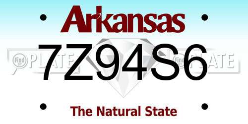 7Z94S6 Arkansas License Plate