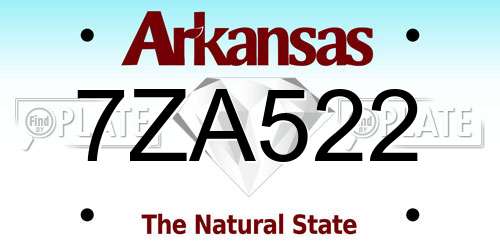7ZA522 Arkansas License Plate