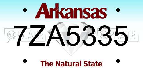 7ZA5335 Arkansas License Plate