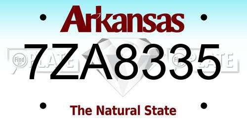 7ZA8335 Arkansas License Plate