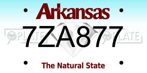 7ZA877 Arkansas License Plate