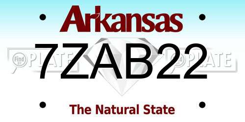 7ZAB22 Arkansas License Plate