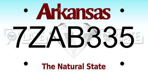 7ZAB335 Arkansas License Plate
