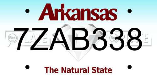7ZAB338 Arkansas License Plate