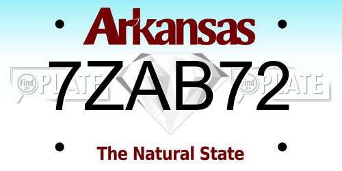 7ZAB72 Arkansas License Plate