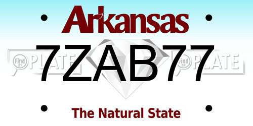 7ZAB77 Arkansas License Plate