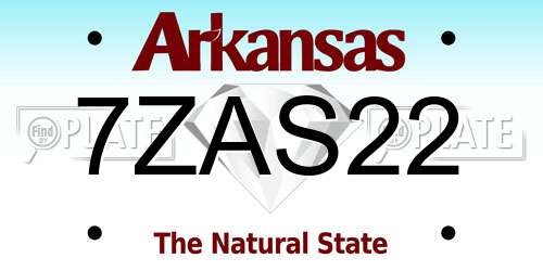 7ZAS22 Arkansas License Plate
