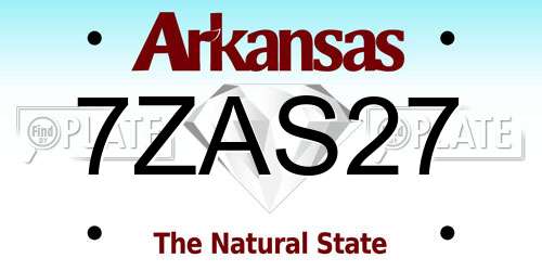 7ZAS27 Arkansas License Plate