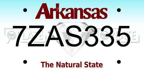 7ZAS335 Arkansas License Plate