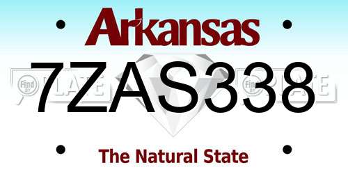 7ZAS338 Arkansas License Plate