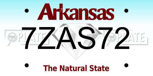 7ZAS72 Arkansas License Plate