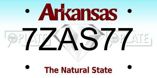 7ZAS77 Arkansas License Plate