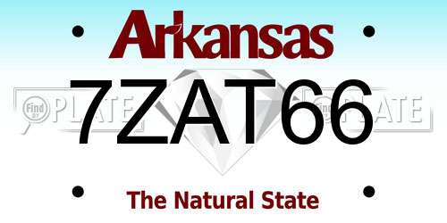 7ZAT66 Arkansas License Plate