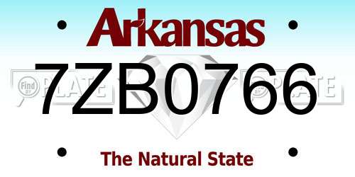 7ZB0766 Arkansas License Plate