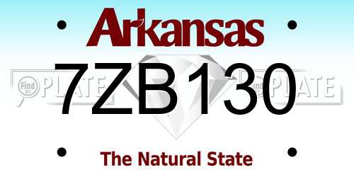 7ZB130 Arkansas License Plate