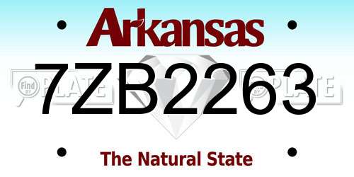 7ZB2263 Arkansas License Plate