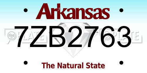 7ZB2763 Arkansas License Plate