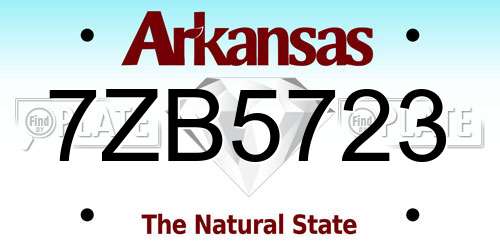 7ZB5723 Arkansas License Plate