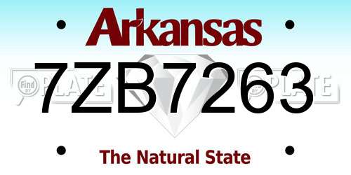 7ZB7263 Arkansas License Plate