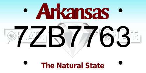 7ZB7763 Arkansas License Plate