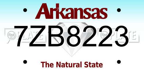 7ZB8223 Arkansas License Plate