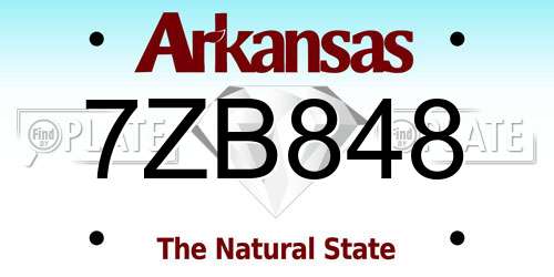 7ZB848 Arkansas License Plate