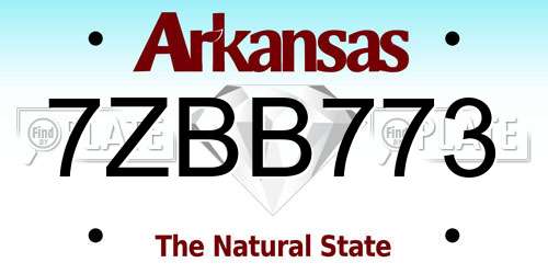 7ZBB773 Arkansas License Plate