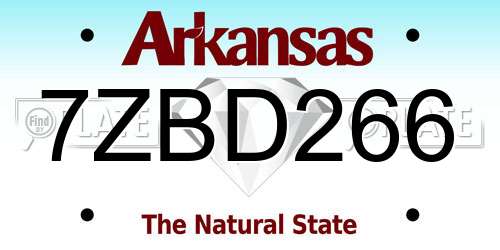 7ZBD266 Arkansas License Plate