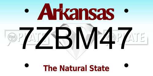 7ZBM47 Arkansas License Plate