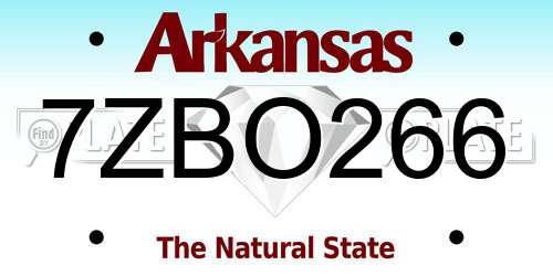 7ZBO266 Arkansas License Plate