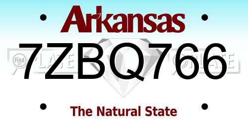 7ZBQ766 Arkansas License Plate