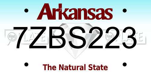 7ZBS223 Arkansas License Plate